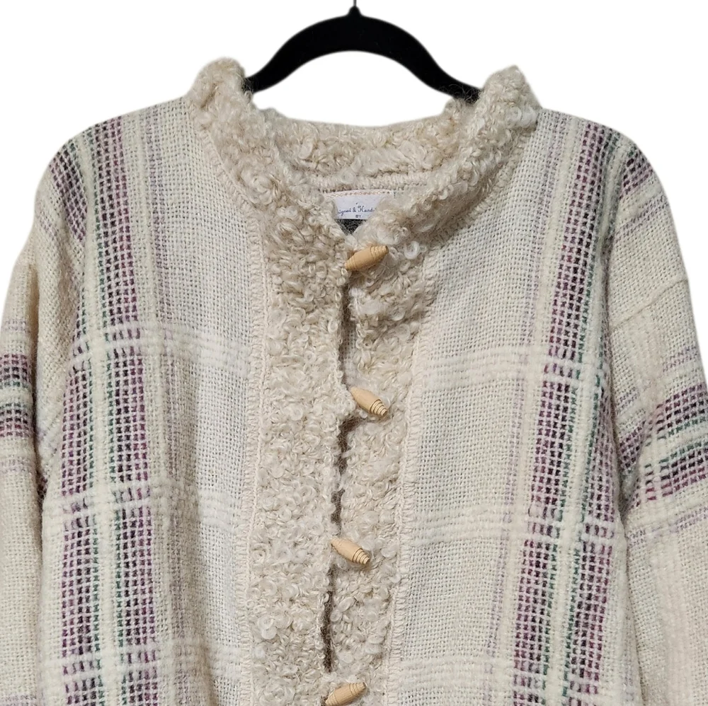 Vintage Handwoven 100% Wool Knit One of a Kind Cardigan Size Large